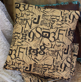 scrambled alphabet burlap pillow