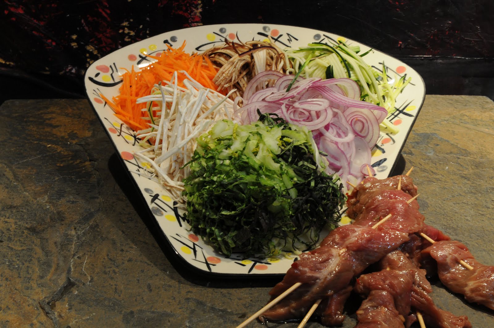 My Recipes Beef Satay served over Chinese egg noodles with quick