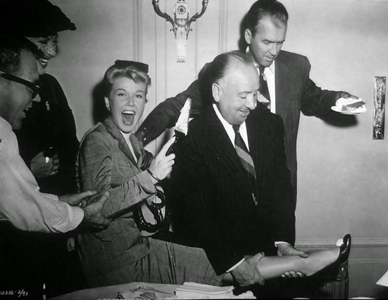 Doris Day, Alfred Hitchcock and James Stewart 