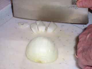 Onion slice across