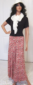 LDS Sister Missionary Maxi Skirt with Retro Coral Flowers