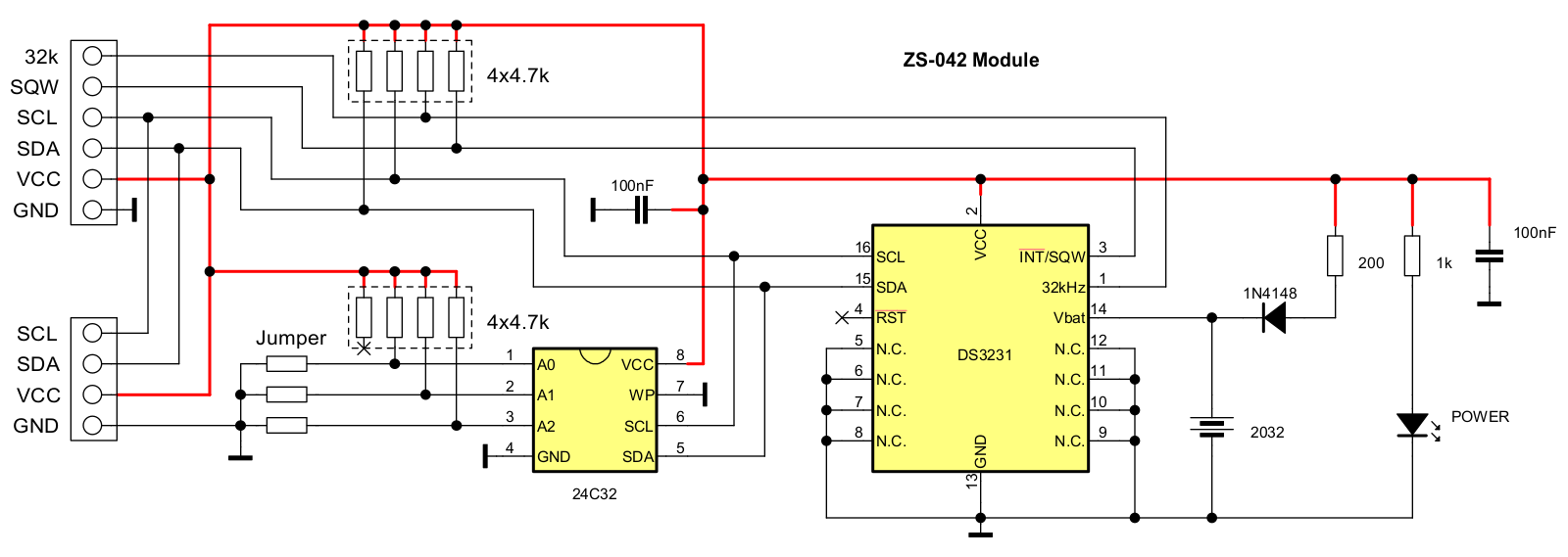 Battery charging circuit of DS3231 module · One Transistor