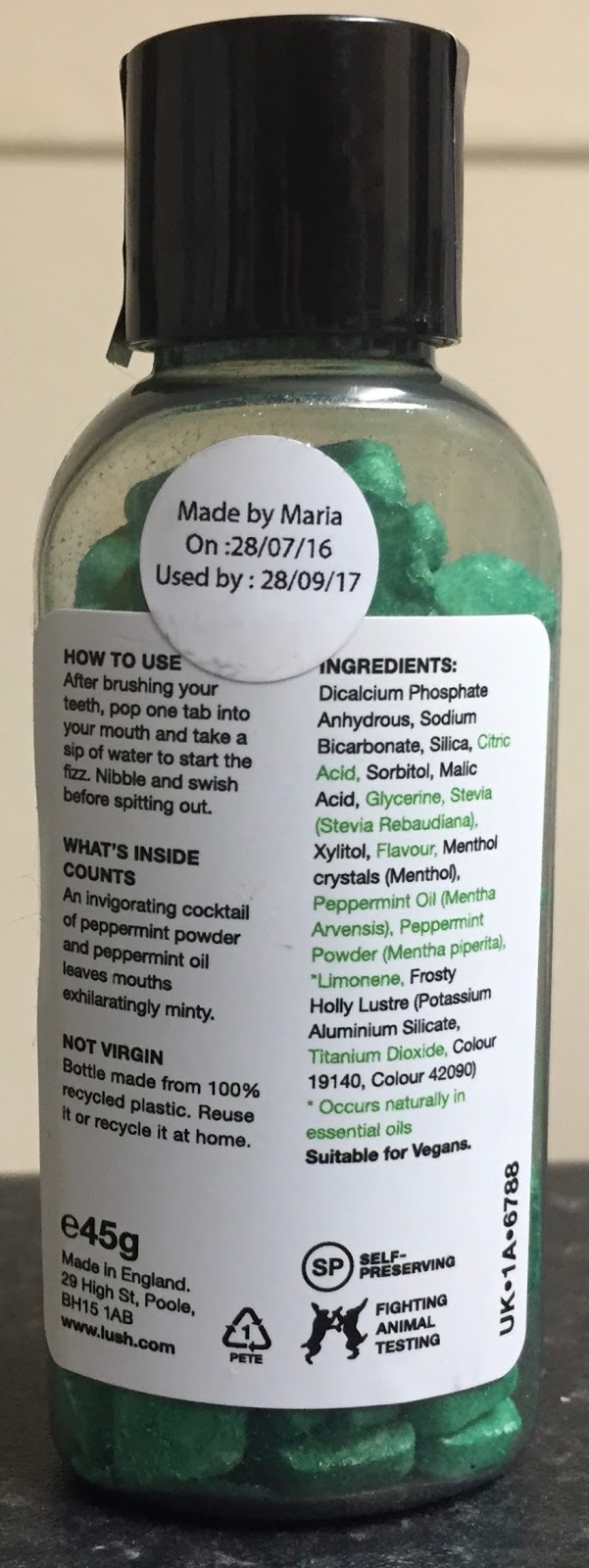 All Things Lush UK Creme De Menthe Mouthwash Tabs