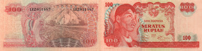 Indonesia: Billete de 100 rupias de 1968