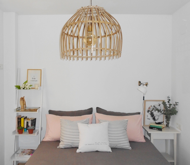 Decorar piso de alquiler: mi habitación en blanco, rosa y gris