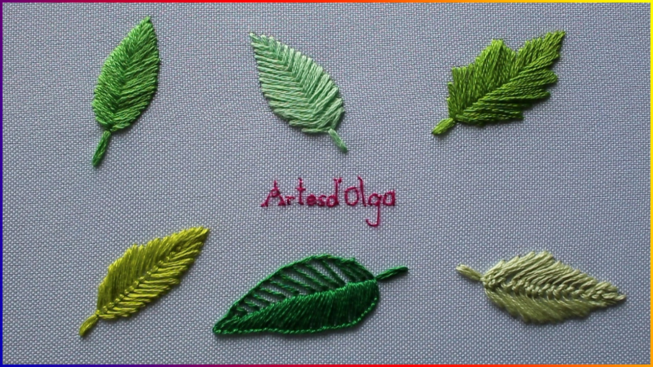 Omitir pasar por alto Objetivo Artesd'Olga: 6 puntadas básicas para bordar hojas | 6 leaf embroidery  stitches