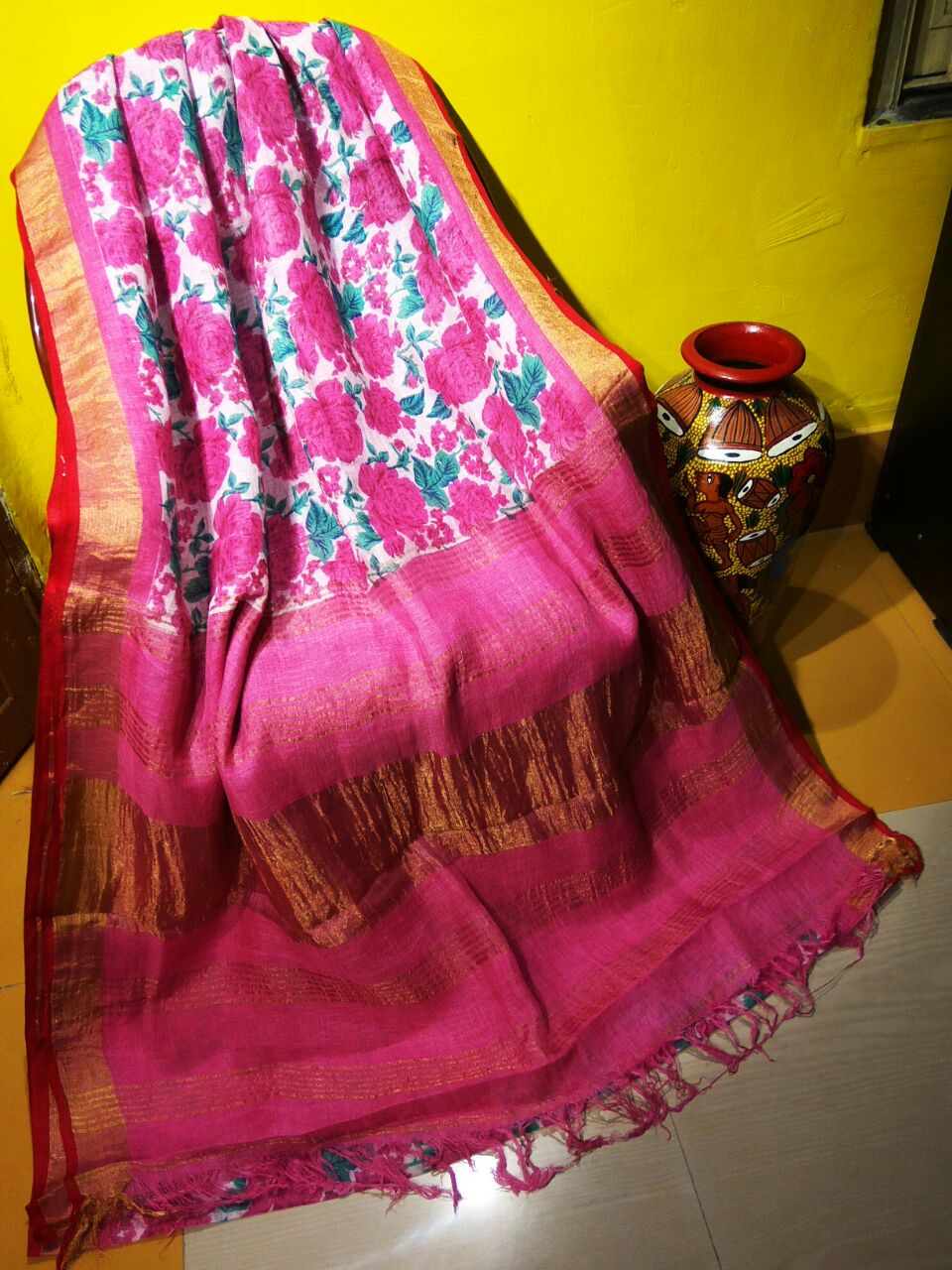 Linen by linen screen print sarees