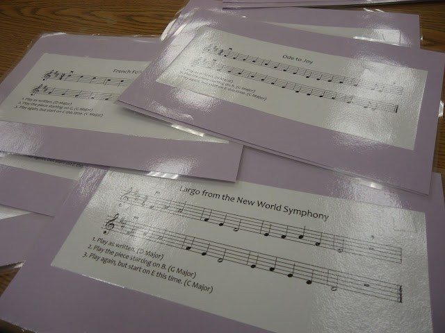 Transposing: Transposition card for elementary orchestra