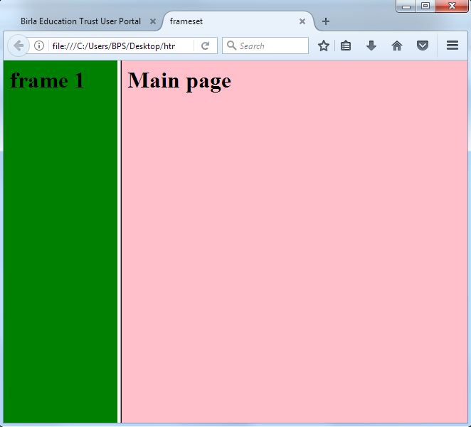 New technologies Simple Example of Frameset