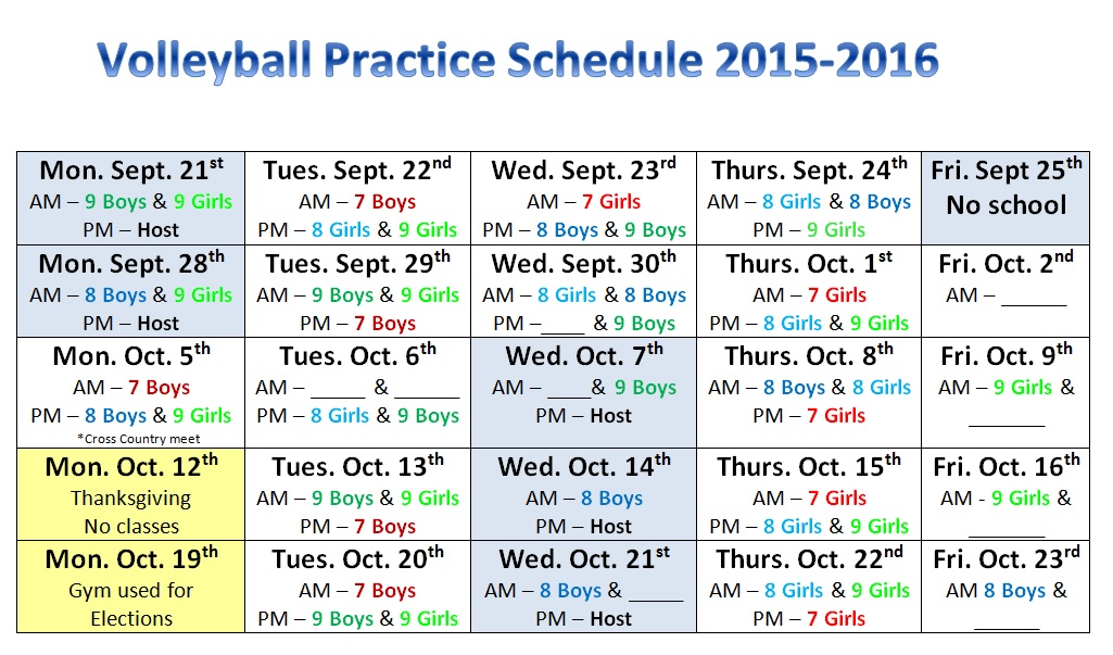 Volleyball Practice Schedule Template Volleyball Practice Schedule Template