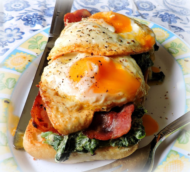 Bacon, Egg & Creamed Spinach on Toast