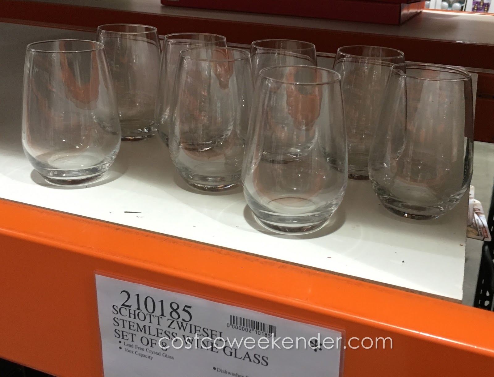 Schott Zwiesel Stemless Wine Glasses (8 pieces) Costco Weekender