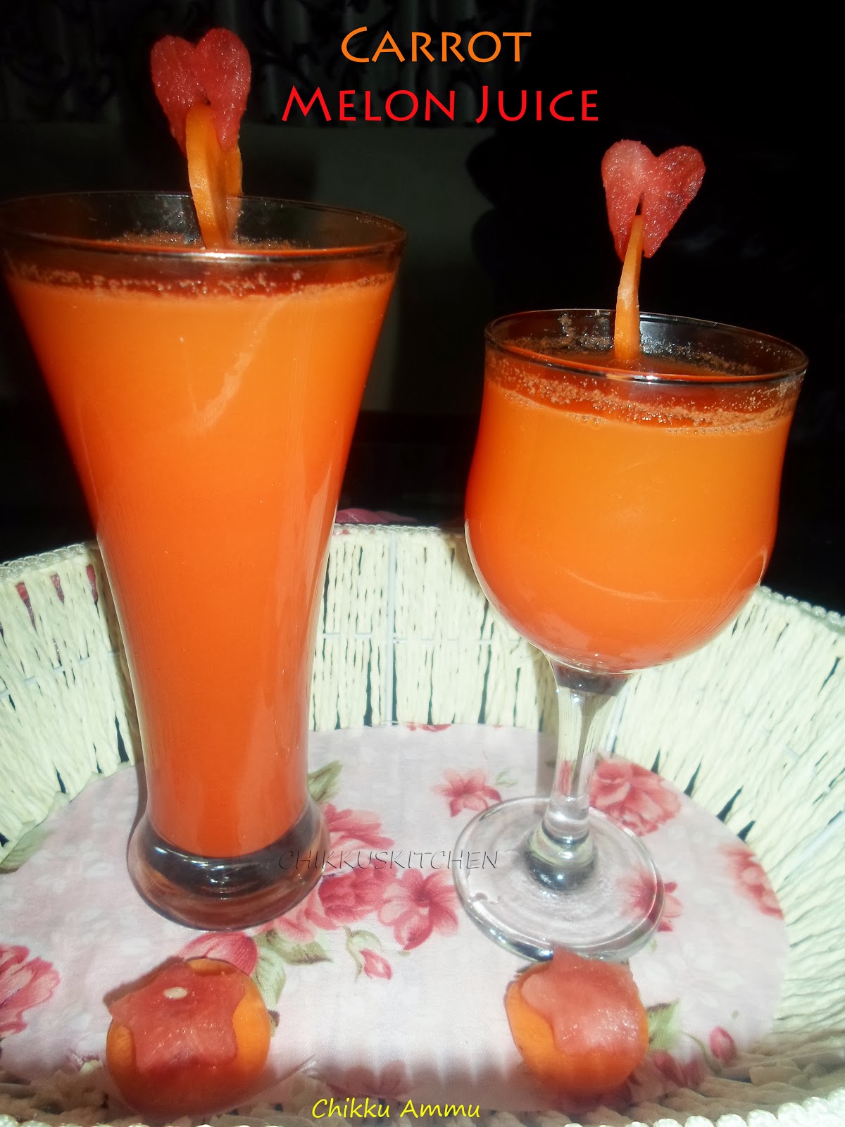 Chikkus Kitchen Carrot Melon Juice Recipe / Carrot Water Melon Juice