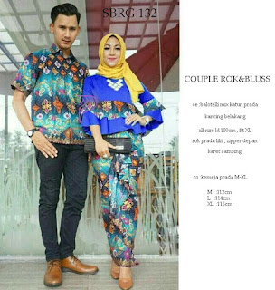 Batik Pasangan SBRG132 Couple Gamis Kebaya Modern Biru