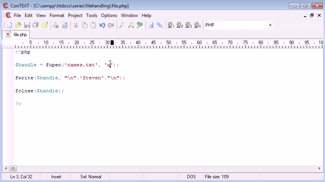 ExtraTutorials File handling appending a file in php