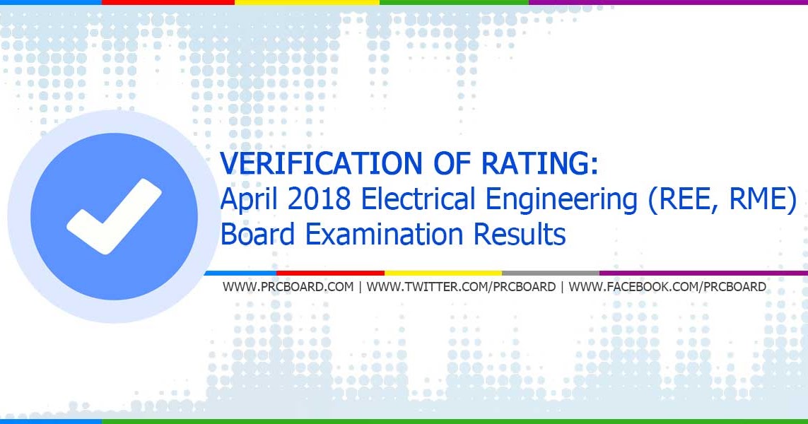 VERIFY PRC RATING April 2018 Electrical Engineer REE RME Board Exam