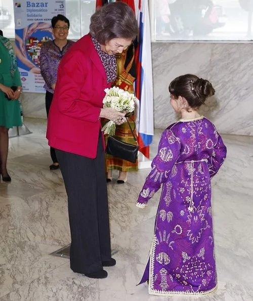 Queen Sofia of Spain attended the opening of the 23rd Diplomatic Charity Bazaar organized by AECID at the Municipal Conference Centre in Madrid