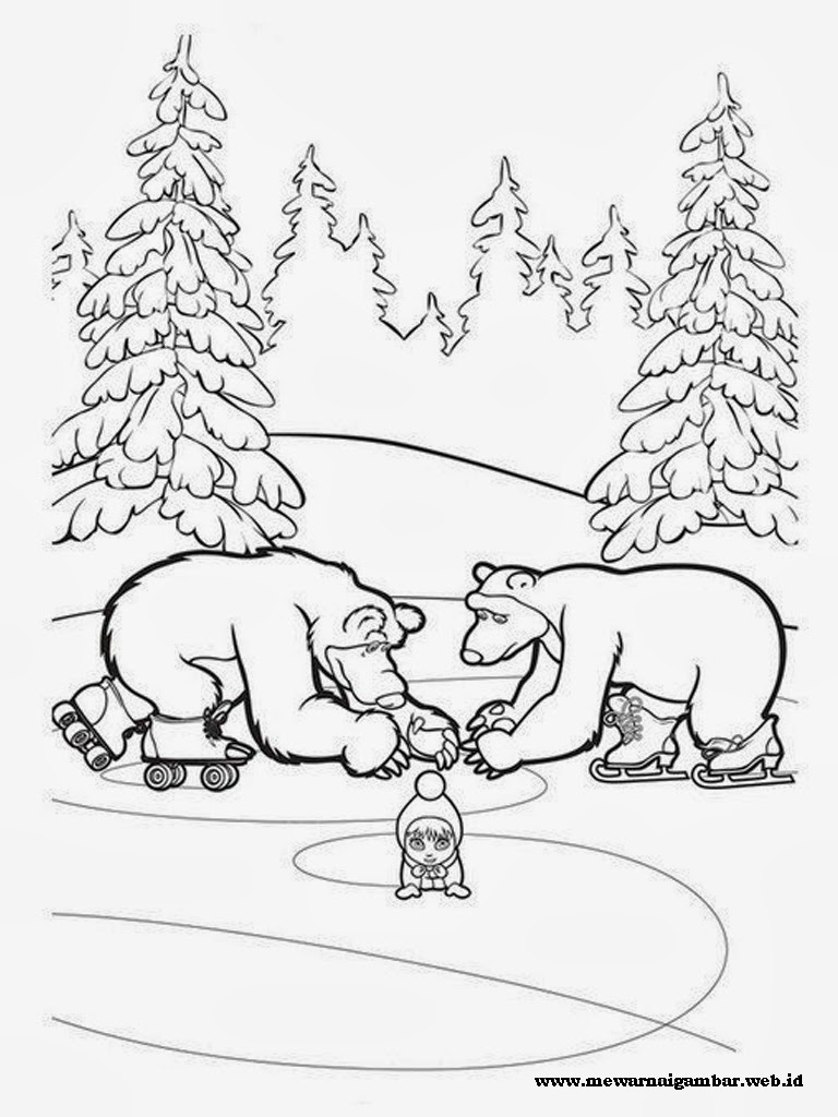 Mewarnai Gambar Masha And The Bear Mewarnai Gambar