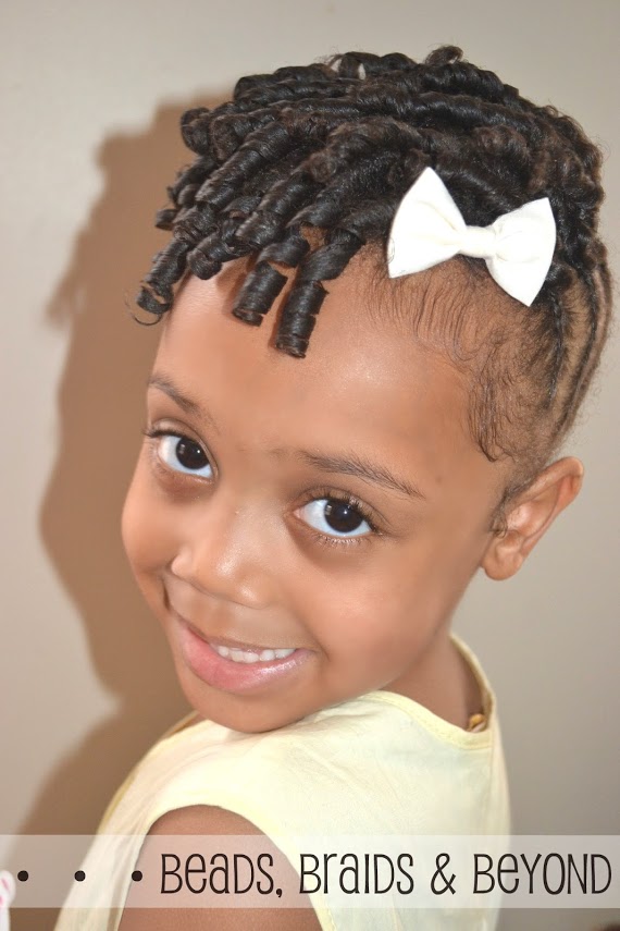 Beads, Braids and Beyond: Little Girls Natural Hairstyle: Flexi-rod Updo  with Cornrows