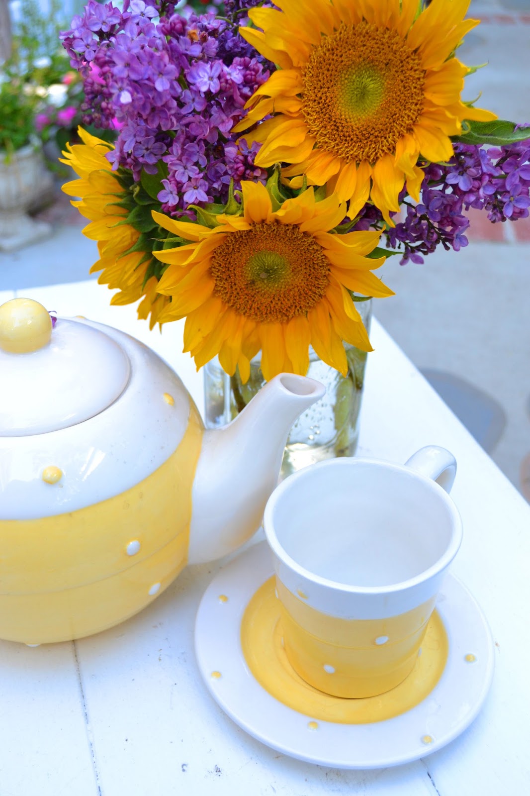My Painted Garden Painting Lilacs and Sunflowers