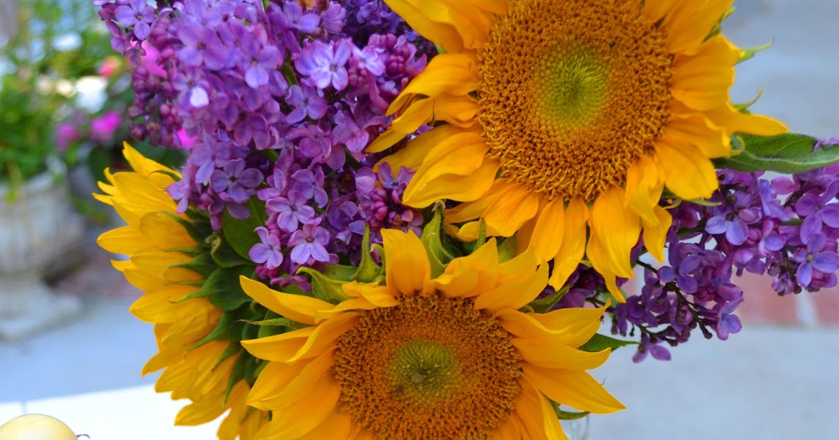 My Painted Garden Painting Lilacs and Sunflowers