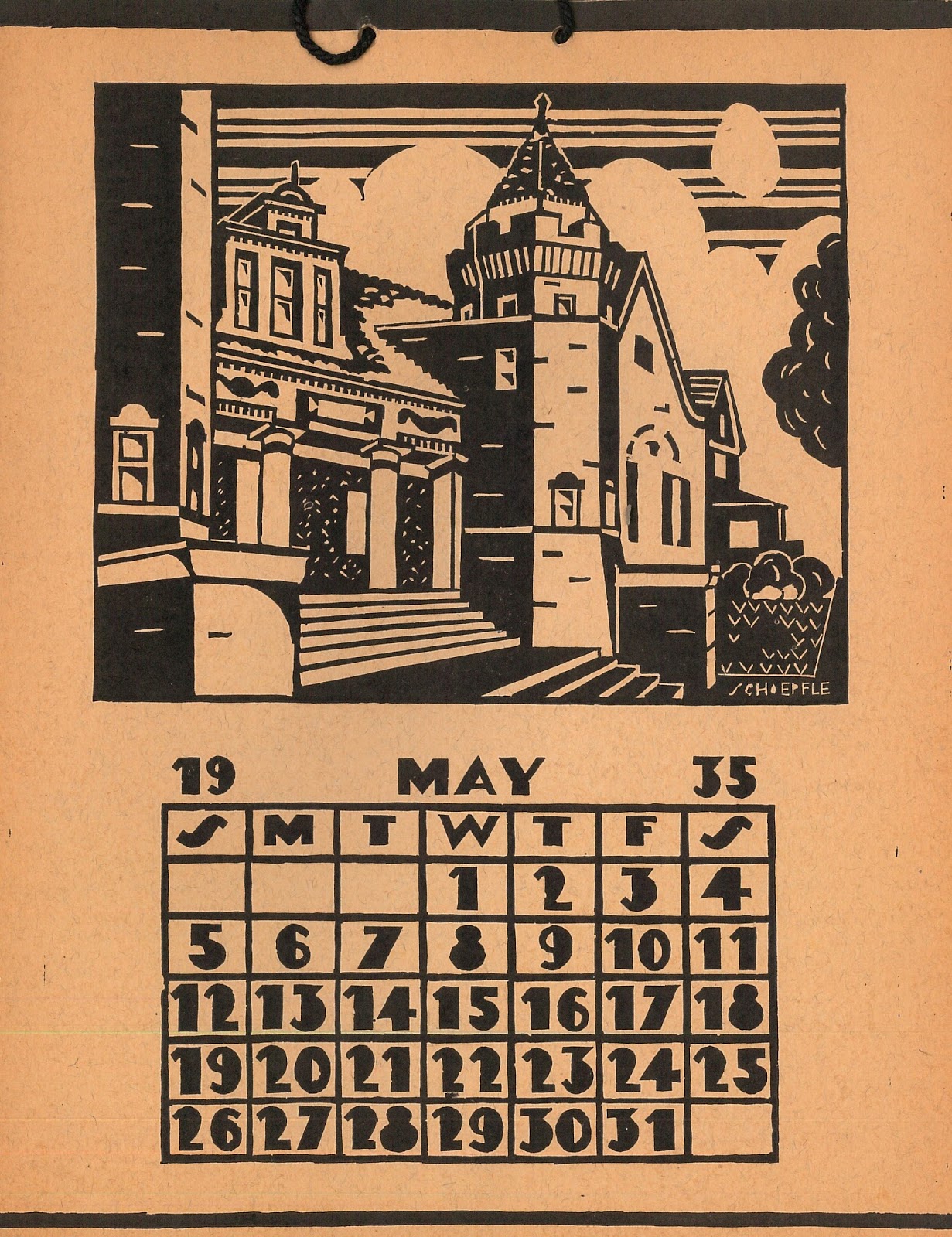 Sandusky History 1935 Calendar Created by Sandusky High School’s Art Class