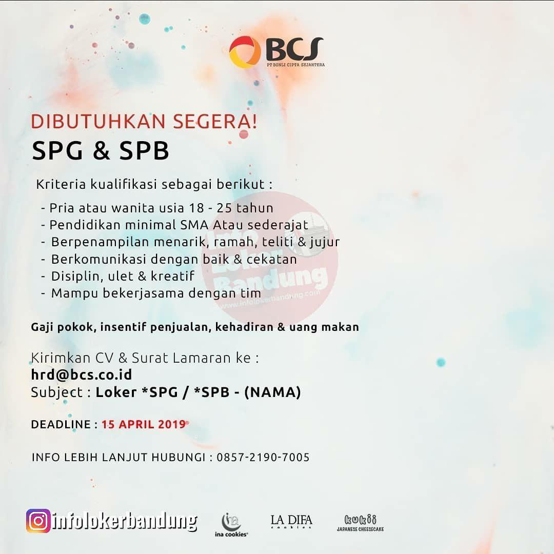 Lowongan Kerja PT Bonli Cipta Sejahtera Bandung April 2019