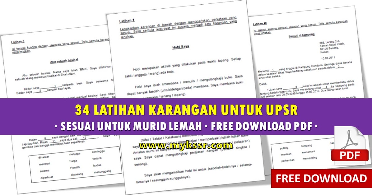 34 Latihan Karangan Untuk Upsr Sesuai Untuk Murid Lemah Free Download Pdf Mykssr Com