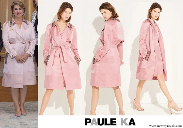 Duchess Maria Teresa wore Paule Ka Trench coat in satin