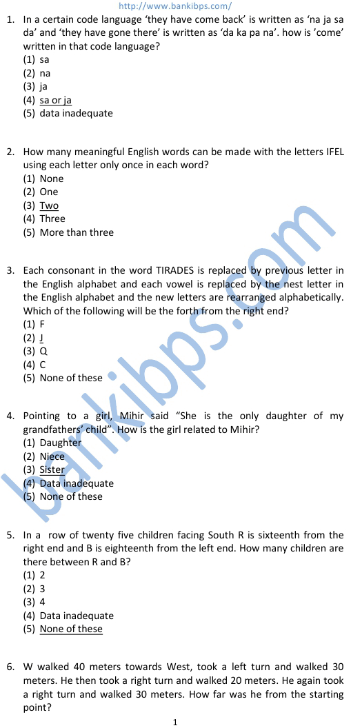 ibps clerk previous year question papers