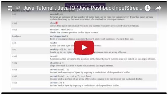 Java Tutorial Youtube Playlist | java ee java tutorial java io java pushbackinputstream Java Tutorial Youtube Playlist | java ee java tutorial java io java pushbackinputstream
