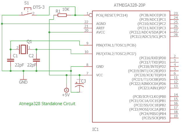 Atmega328/P: Basic Circuit and Configuring Fuse Bits