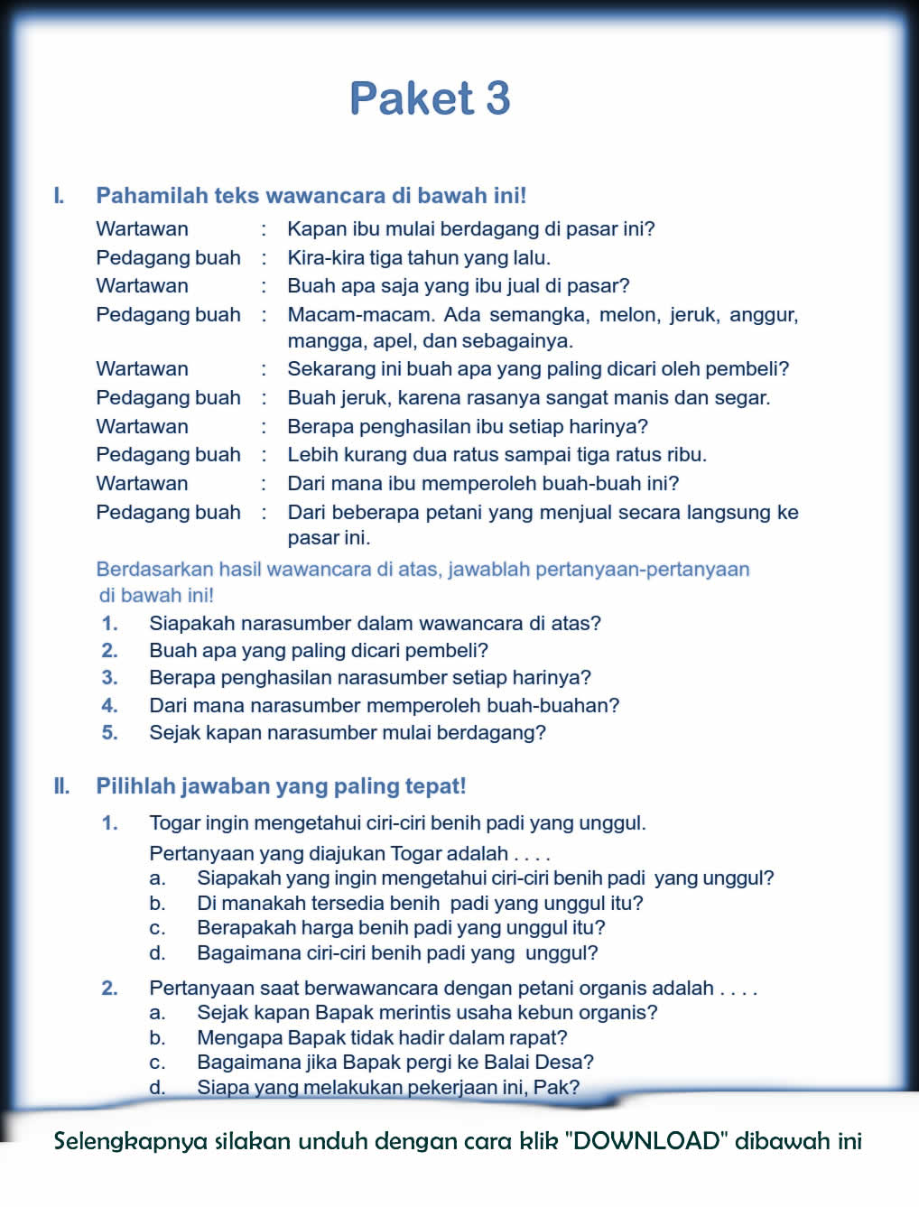 Contoh Soal Essay Bahasa Indonesia Kelas 10 Semester 1 Www