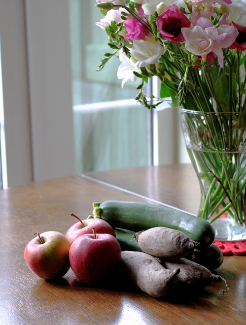 Courgette, apple and beetroot loaf - a close relation to carrot cake, this recipe for a dense and rich cake captures the taste of autumn with seasonal veg and spices