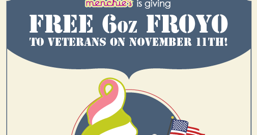 My Vegas Mommy: Menchie&#39;s FREE 6oz Frozen Yogurt for Veterans & Active Duty Members 11/11