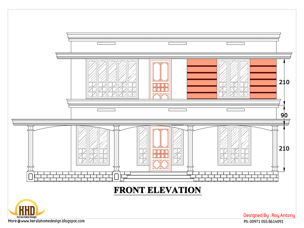 2d house plan Sloping Squared roof Kerala home design 