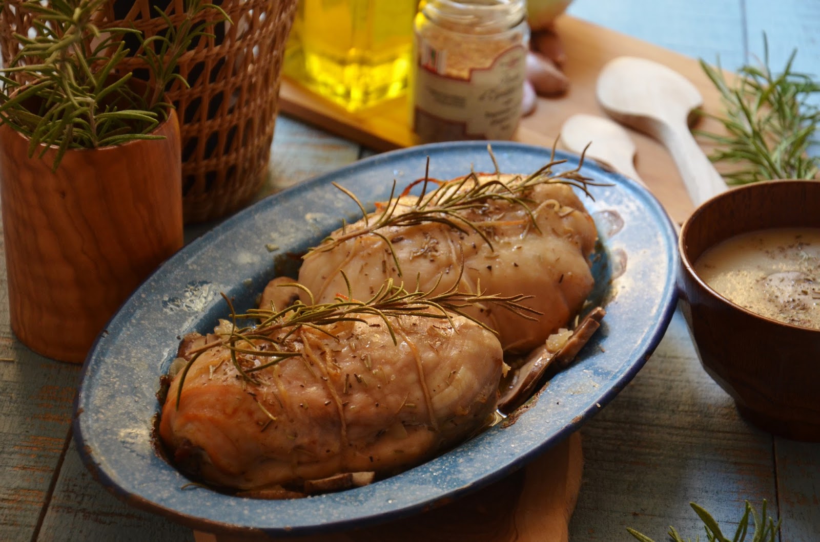Pollo relleno en salsa de setas. | Cuchillito y Tenedor