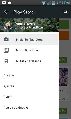 Ejemplo de Navigation Drawer en Google Play