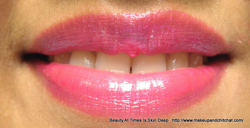 Lipswatch of L'Oreal Rouge Caresse Lipstick Impulsive Fuchsia| Beauty At Times is Skin D\eep