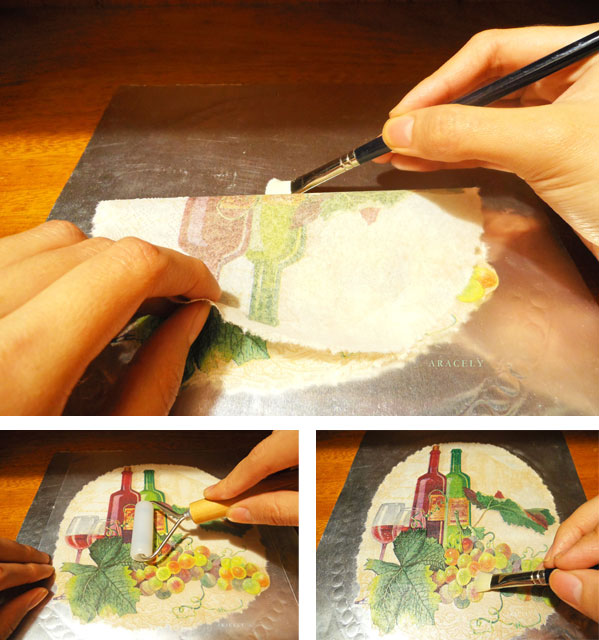 repujado aluminio decoupage servilleta volumen