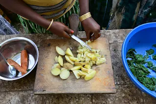 Cooking a meal of vegetable soup in Ethiopia