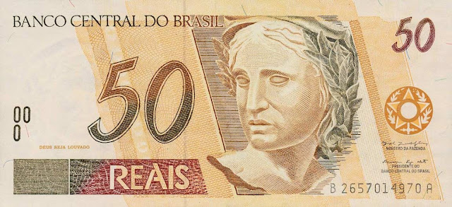 Brazil Currency 50 Reals banknote 1994 Effigy of the Republic