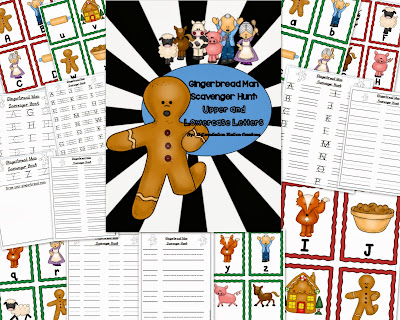 http://www.teacherspayteachers.com/Product/Gingerbread-Man-Alphabet-Scavenger-Hunt-Upper-and-Lowercase-Letters-1019333