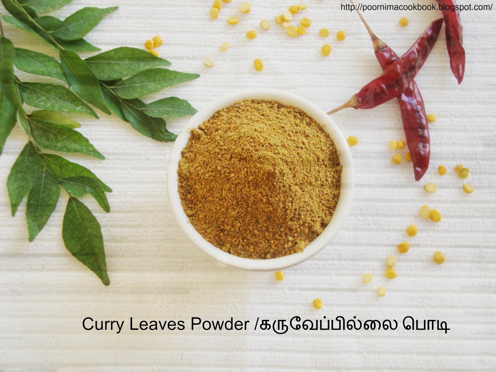 Poornima's Cook Book Curry Leaves Powder / Karuvepillai Idli Podi