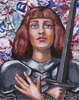 Painting of St. Joan of Arc, saint image, image of St. Joan of Arc, saint painting