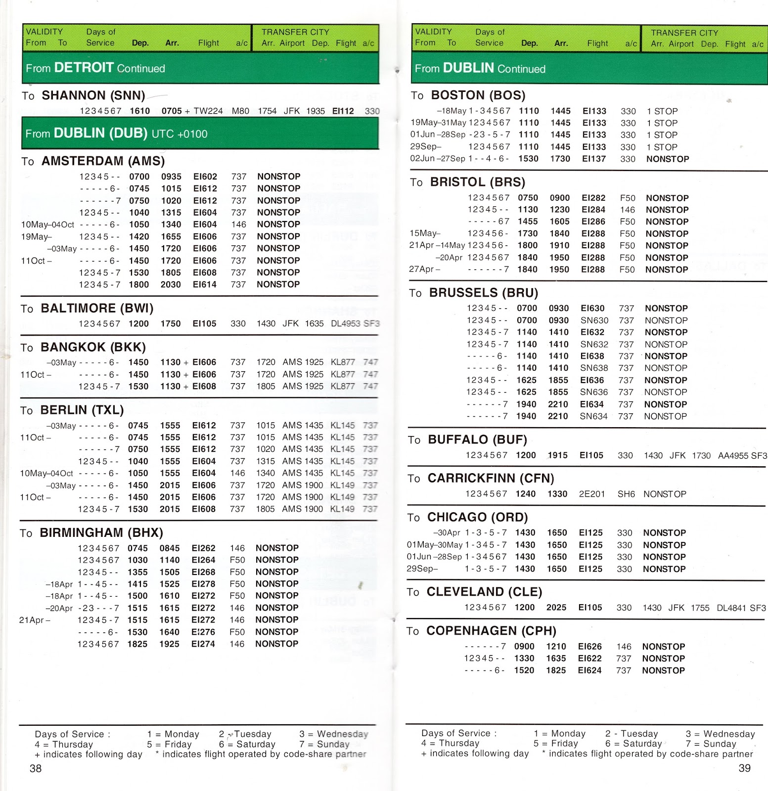 Airline Timetables: Aer Lingus - March, 1997