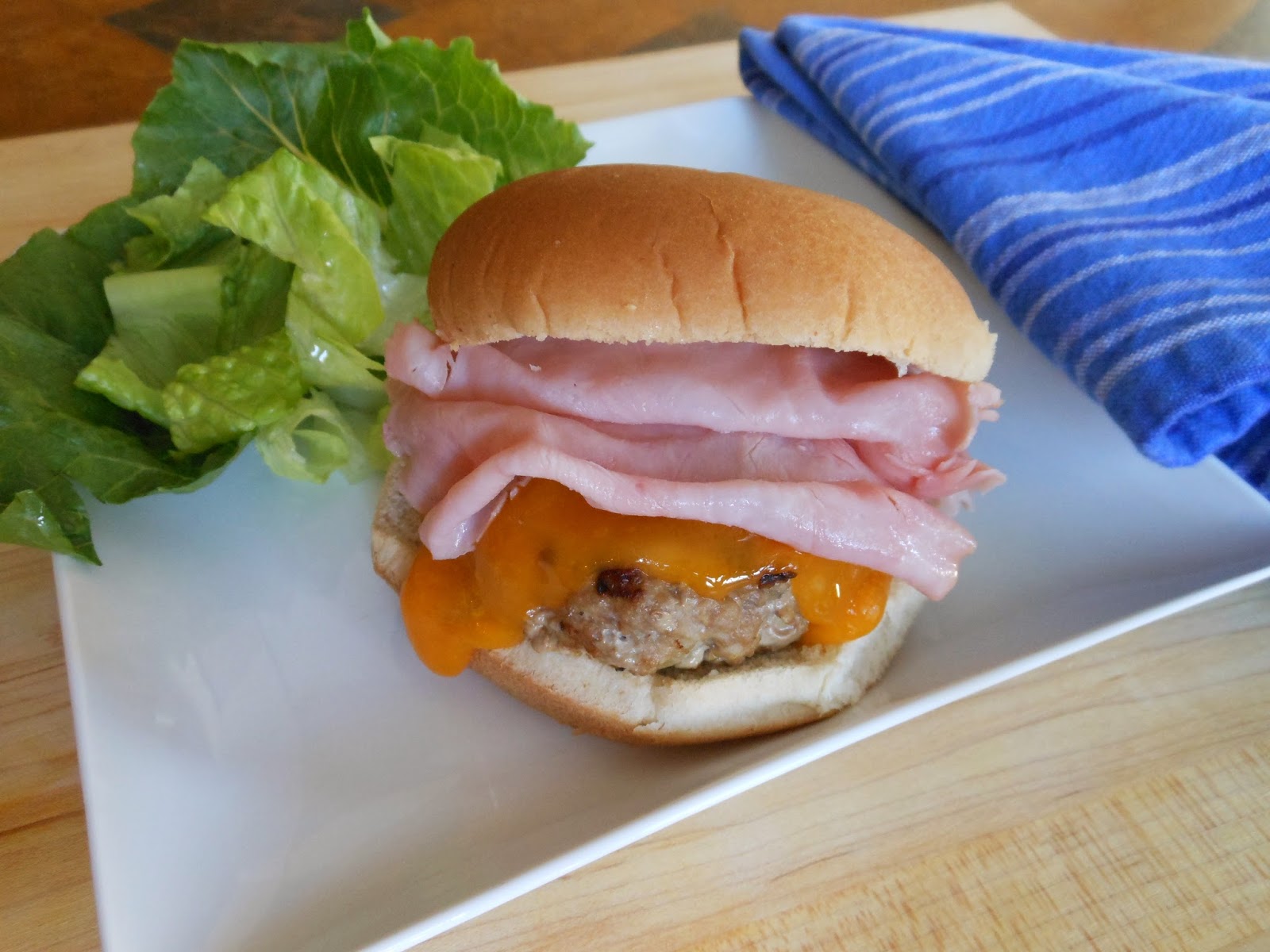 Turkey Burgers with Ham and Cheddar