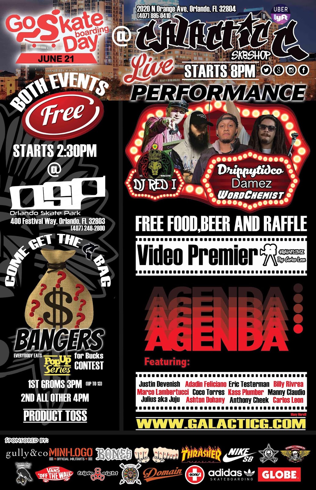 Galactic G SK8 Shop Orlando Go Skate Day 2018 Flyer