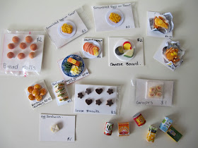 A selection of one-twelfth scale miniature food.
