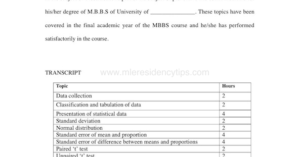 USMLE and Residency Tips: Sample transcript of biostatistics for research